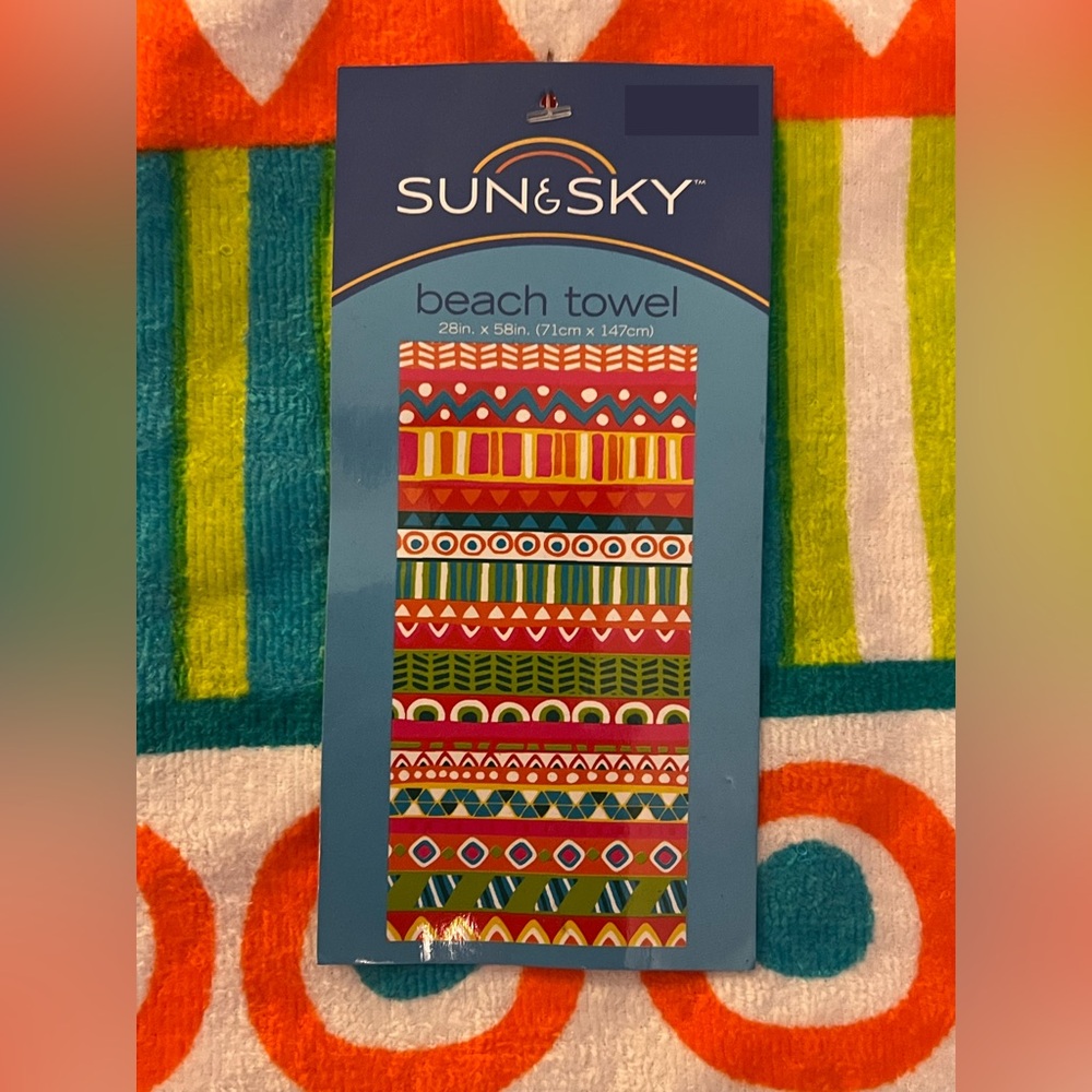 Sun And Sky Colorful Geometric Southwestern Beach Towel